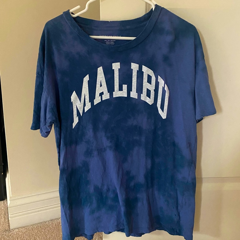 Oversized tie dye blue american eagle malibu shirt